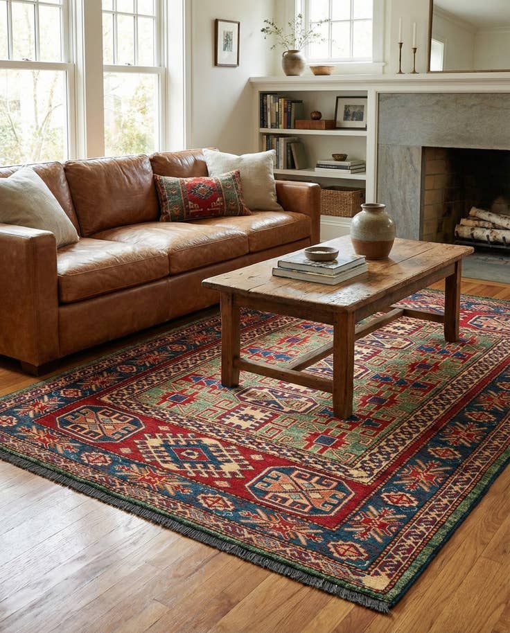 Detail image of 3' 11 x 5' 9 Hand Knotted Kazak Wool Rug