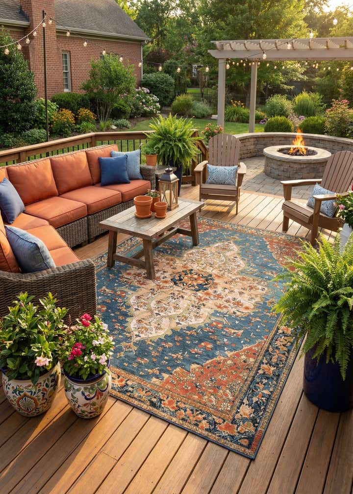 9' x 12' Easy-Clean Traditional Indoor / Outdoor Rug