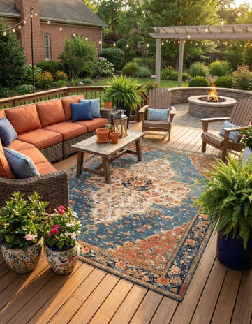 9' x 12' Easy-Clean Traditional Indoor / Outdoor Rug