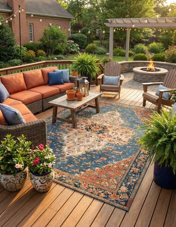 9' x 12' Easy-Clean Traditional Indoor / Outdoor Rug