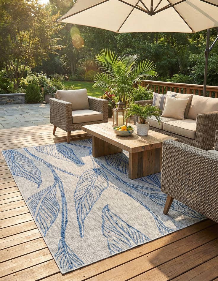 Detail image of 7' x 10'  Washable Botanical Indoor / Outdoor Rug