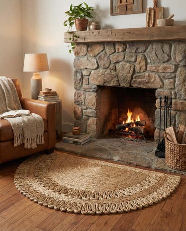  2' 2 x 3' 7  Hand Braided Jute Hearth Rug
