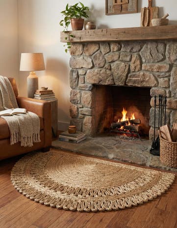 Natural Handmade Braided Jute Hearth Rug