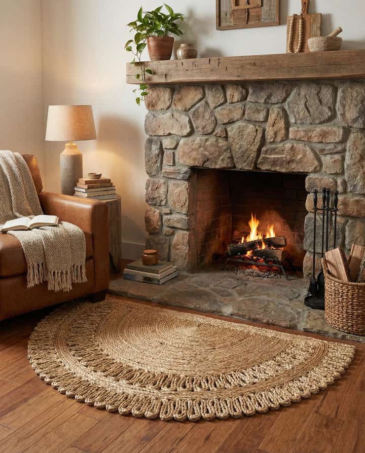 2' 2 x 3' 7 Handmade Braided Jute Hearth Rug