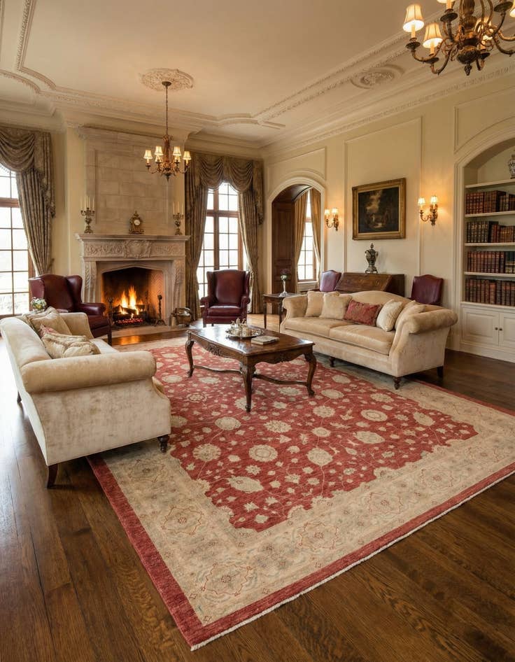 Detail image of  10' x 13'  Hand Knotted Peshawar Ziegler Rug