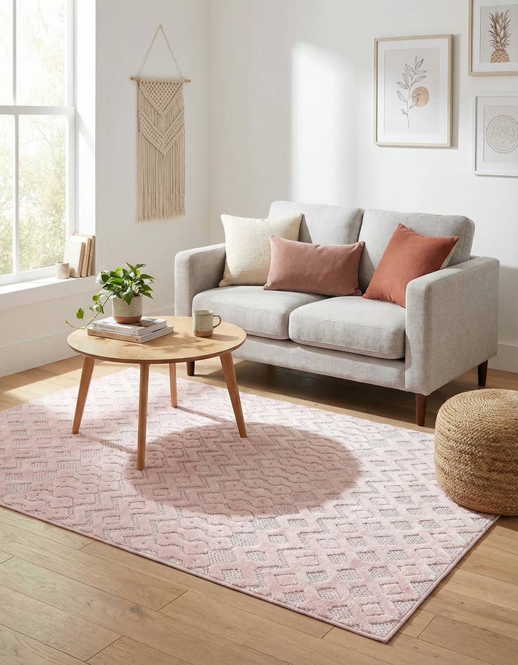 Detail image of 4' x 6'  Washable Trellis Textured Indoor / Outdoor Rug