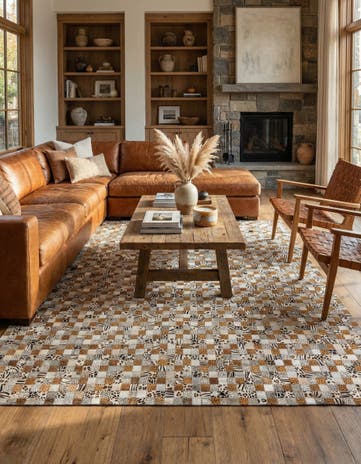 8' x 9' 10 Cowhide Leather Rug