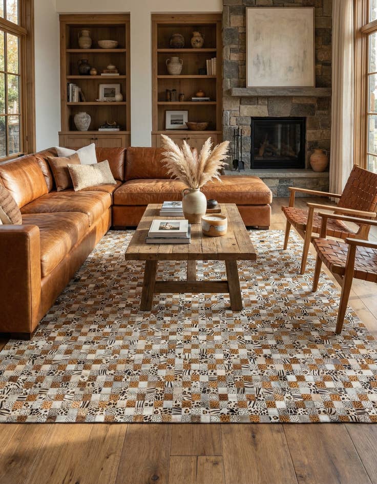 Detail image of  8' x 9' 10 Cowhide Leather Rug