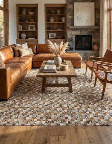 8' x 9' 10 Cowhide Leather Rug