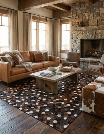 5' x 8' Cowhide Leather Rug