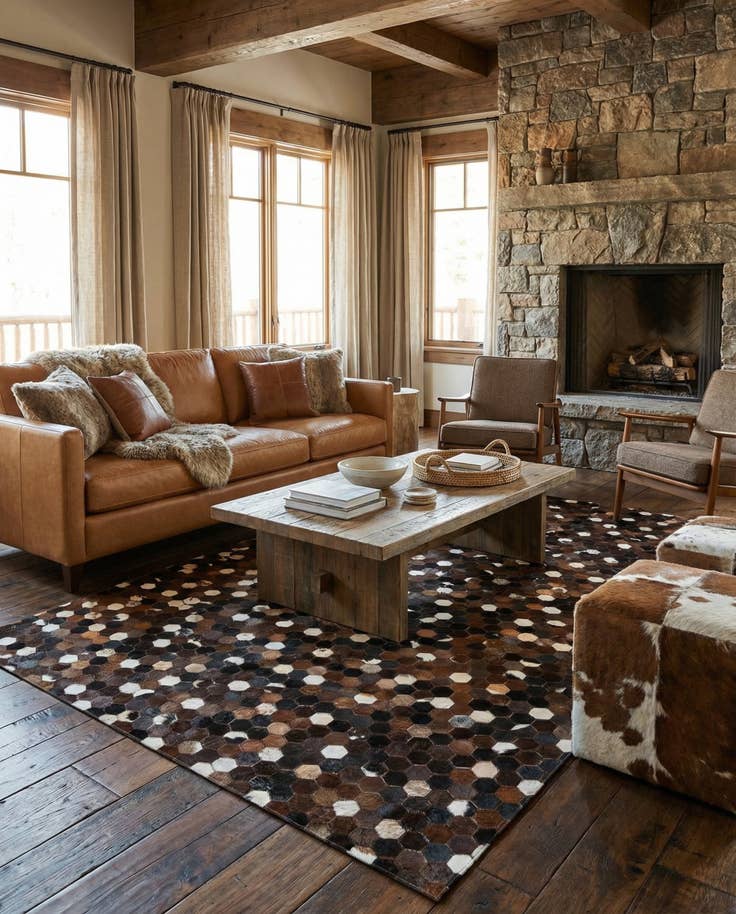 Detail image of 5' x 8' Cowhide Leather Rug