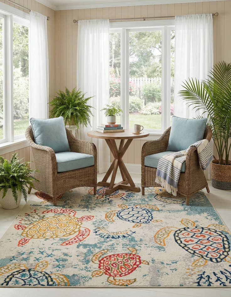 Detail image of 6' 1 x 6' 1  Washable Capri Square Rug