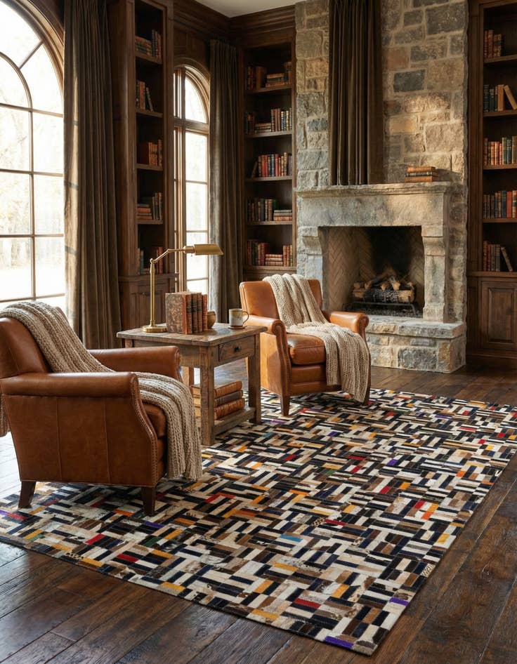 Detail image of  5' 1 x 8' Cowhide - Patchwork Rug