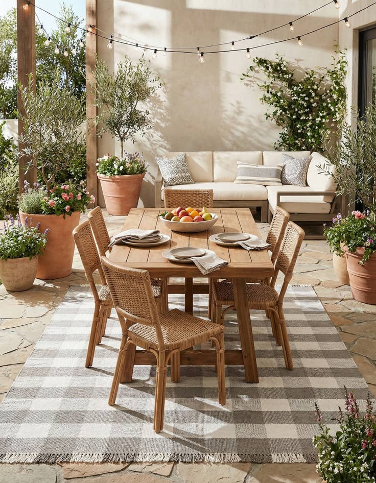 Detail image of 9' x 12' Eco Plaid   Washable Indoor / Outdoor Rug