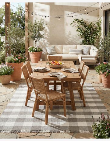 9' x 12' Easy-Clean Eco Plaid Washable Indoor / Outdoor Rug