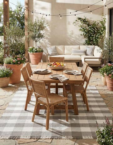 9' x 12' Easy-Clean Eco Plaid Washable Indoor / Outdoor Rug