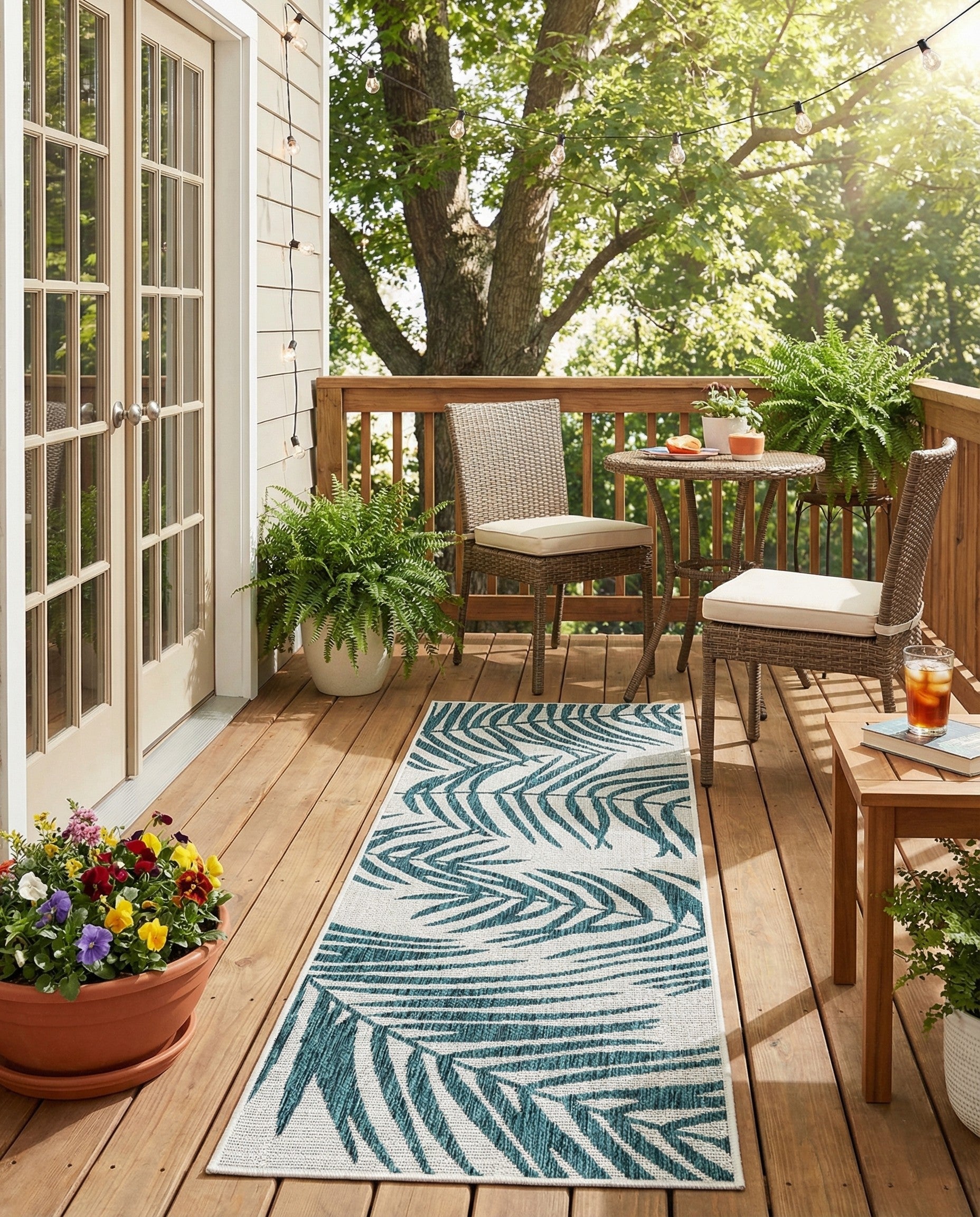  2' x 6'  Washable Botanical Indoor / Outdoor Runner Rug