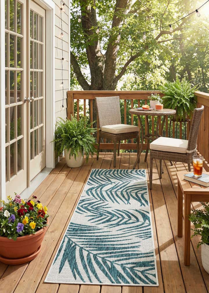 2' x 6' Easy-Clean Botanical Indoor / Outdoor Runner Rug
