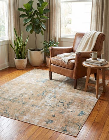 4' 6 x 5' 1 Hand Knotted Ultra Vintage Persian Wool Square Rug