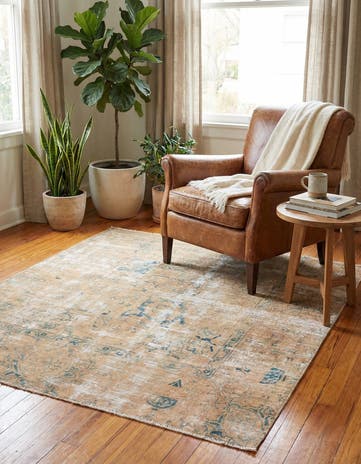 4' 6 x 5' 1 Hand Knotted Ultra Vintage Persian Wool Square Rug