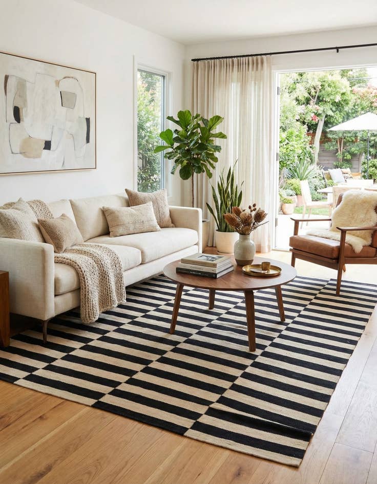 Detail image of 5' 7 x 8'  Hand Woven Kilim Modern Wool Rug