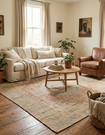 Khaki and Ivory Hand Woven Chenille Jute Square Rug