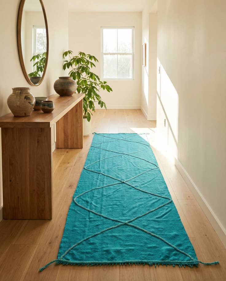 Detailansicht von 110cm x 345cm Handgewebt Kilim Modern Wolle Läufer Teppich