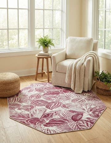 Fuchsia Blossom Octagon Rug