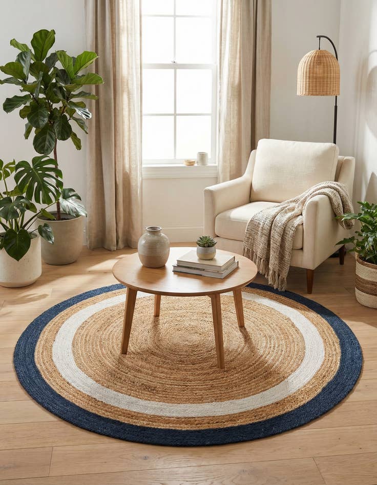 Detail image of 5' 1 x 5' 1  Hand Braided Jute Round Rug