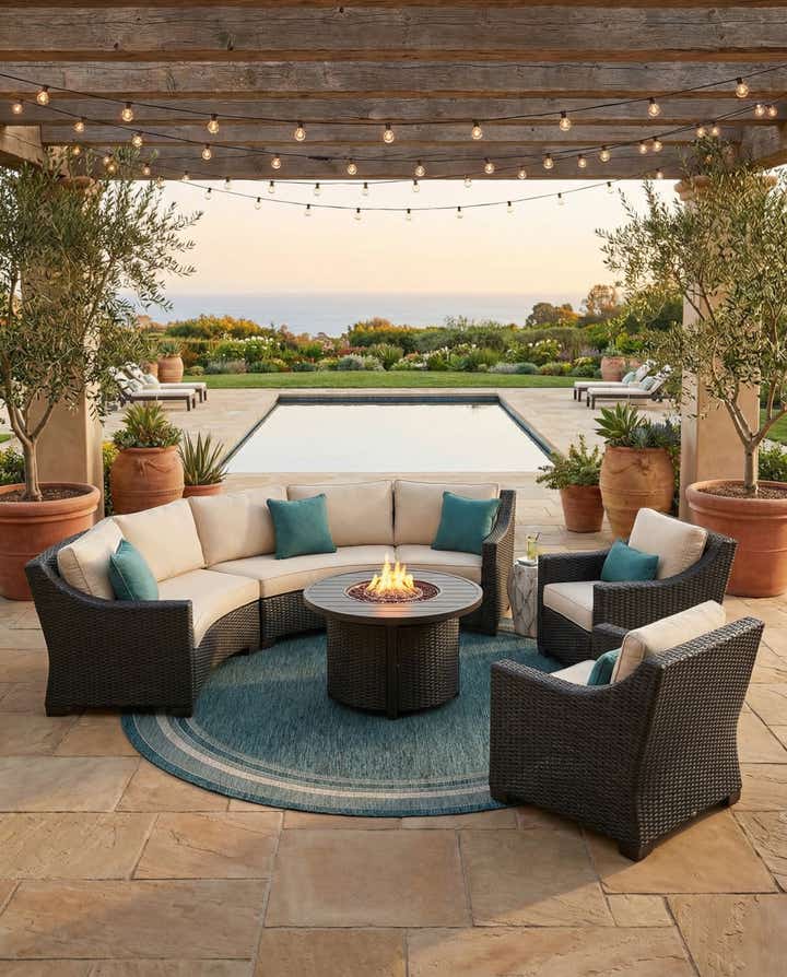 10' x 10' Easy-Clean Border Indoor / Outdoor Round Rug