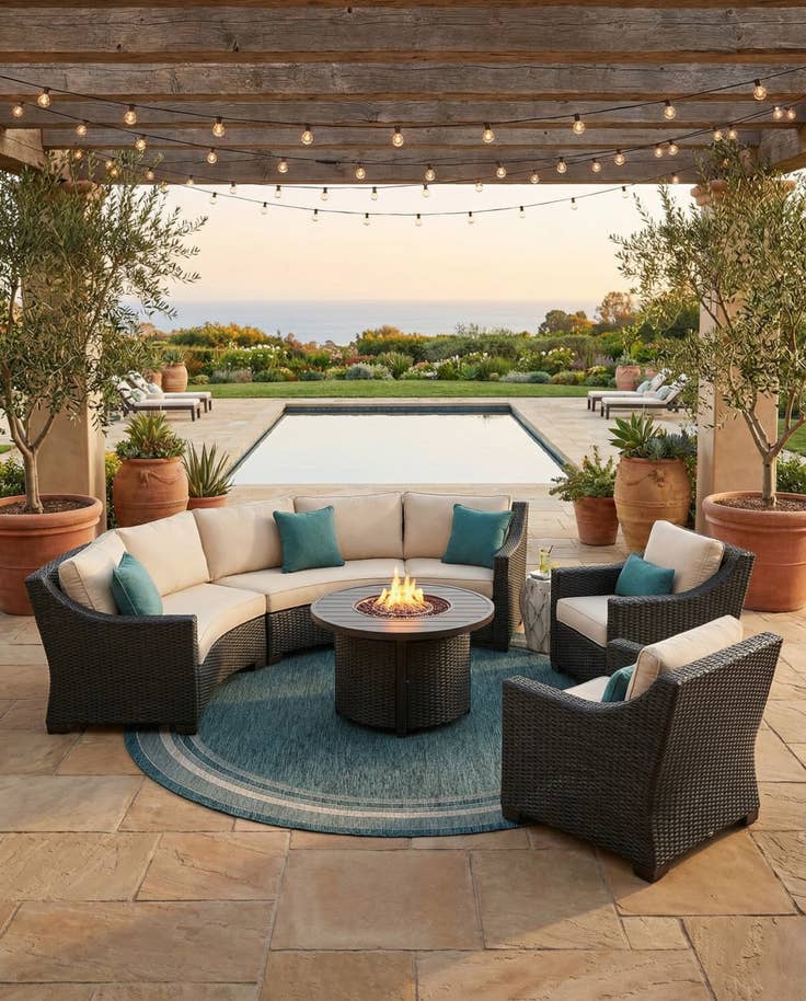Detail image of 10' x 10' Easy-Clean Border Indoor / Outdoor Round Rug