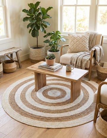 7' 1 x 7' 1 Handmade Braided Jute Round Rug