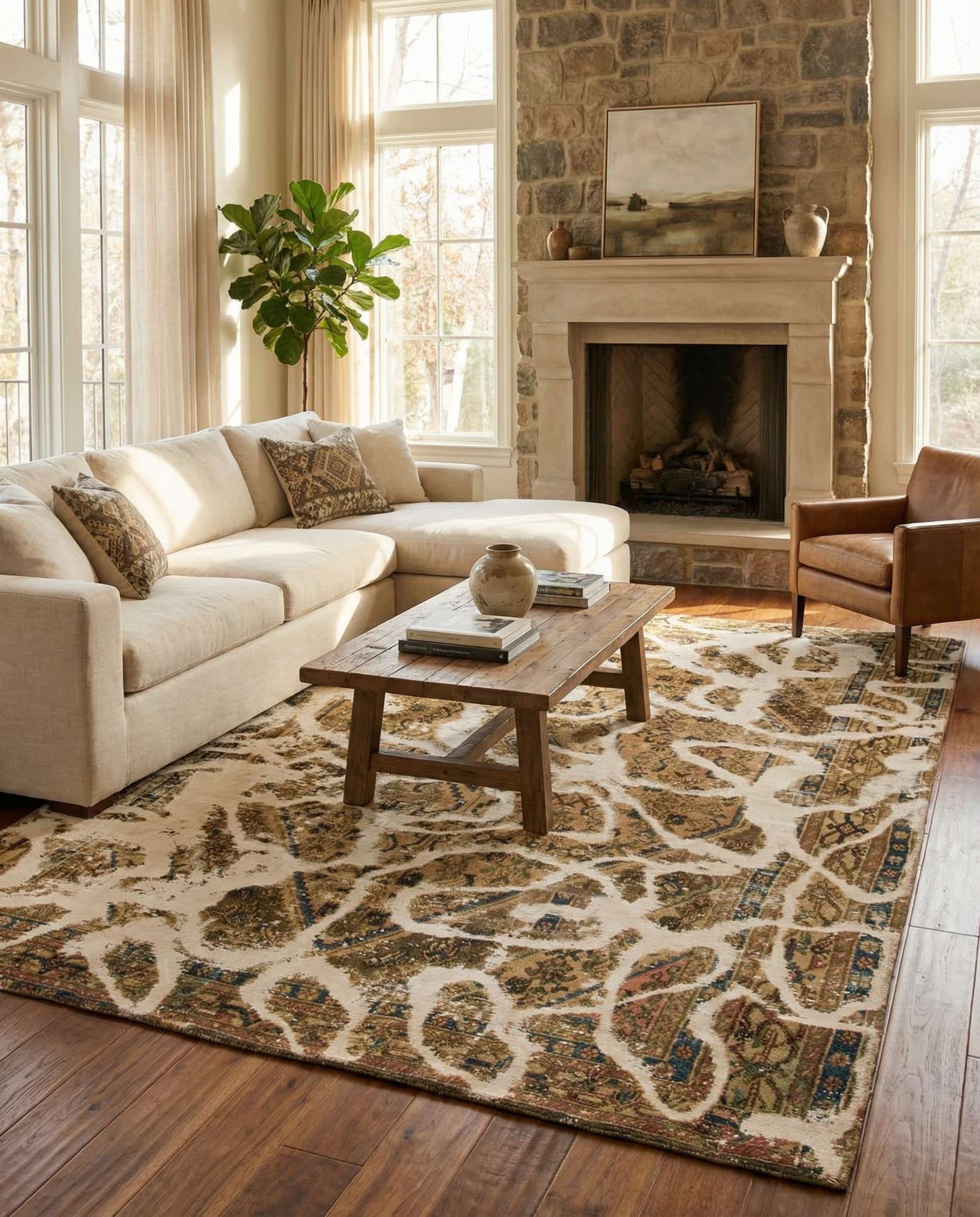 6' x 9' 4 Hand Knotted Ultra Vintage Persian Wool Rug