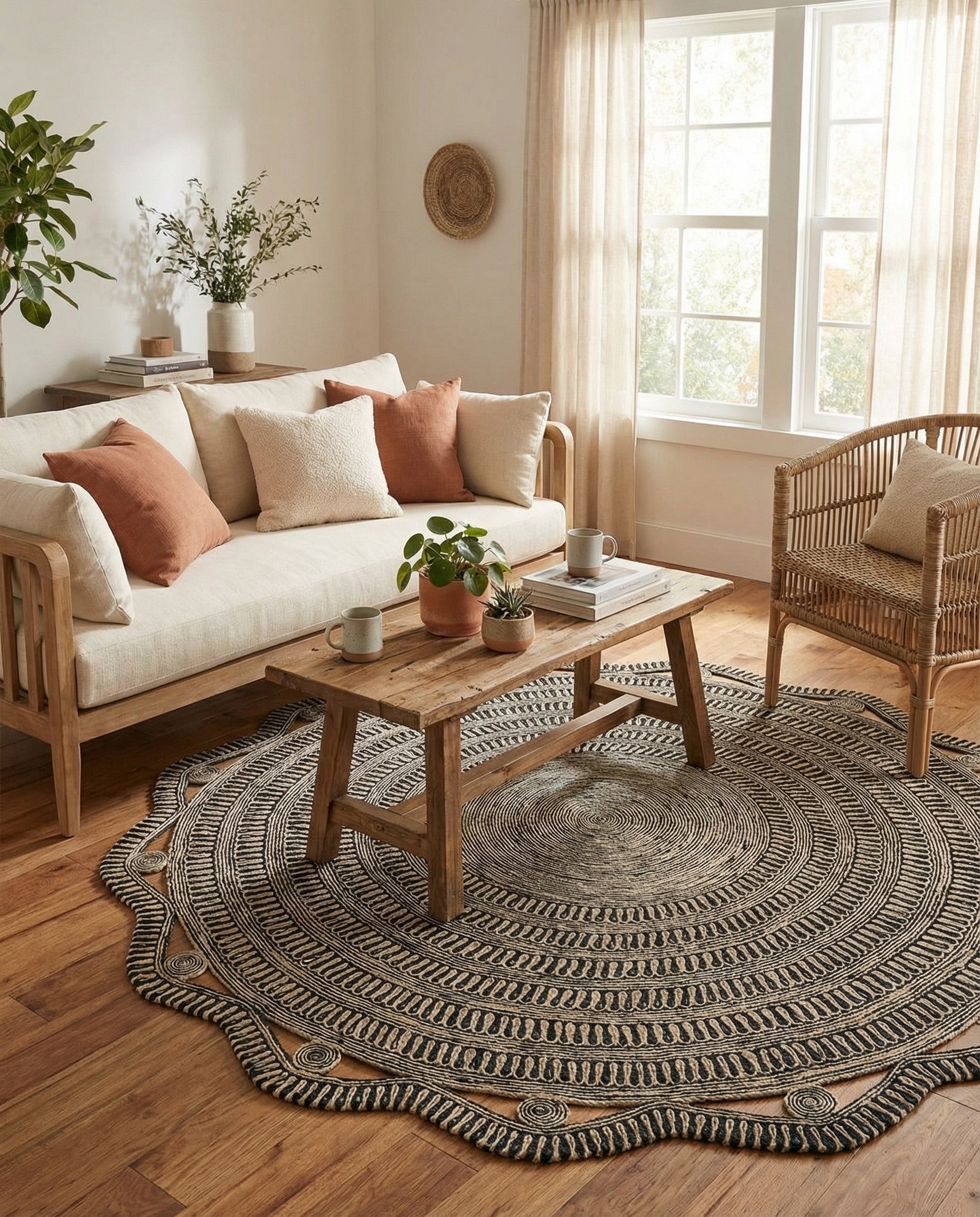  10' x 10'  Hand Braided Jute Round Rug