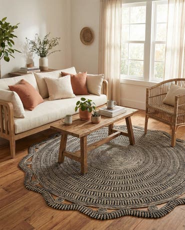  10' x 10'  Hand Braided Jute Round Rug