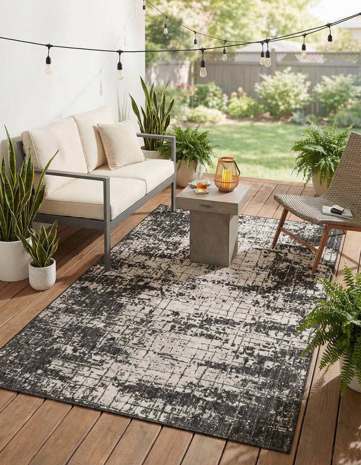 Detail image of 5' 3 x 8'  Washable Modern Indoor / Outdoor Rug