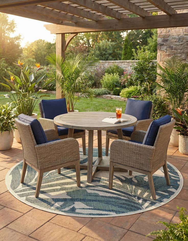 Detail image of 5' 3 x 5' 3  Washable Baja Indoor / Outdoor Round Rug