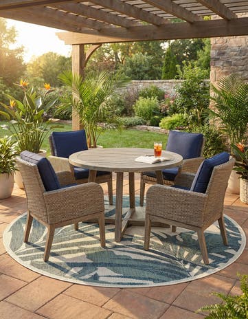 5' 3 x 5' 3 Easy-Clean Baja Indoor / Outdoor Round Rug