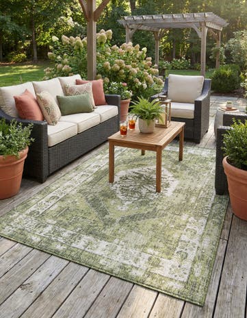 5' 3 x 8' Easy-Clean Traditional Indoor / Outdoor Rug