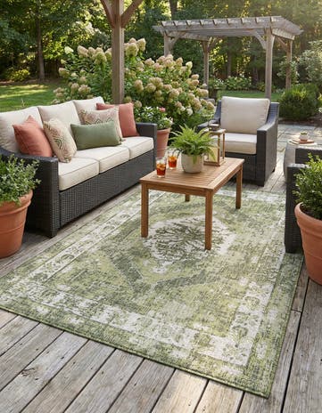 5' 3 x 8' Easy-Clean Traditional Indoor / Outdoor Rug