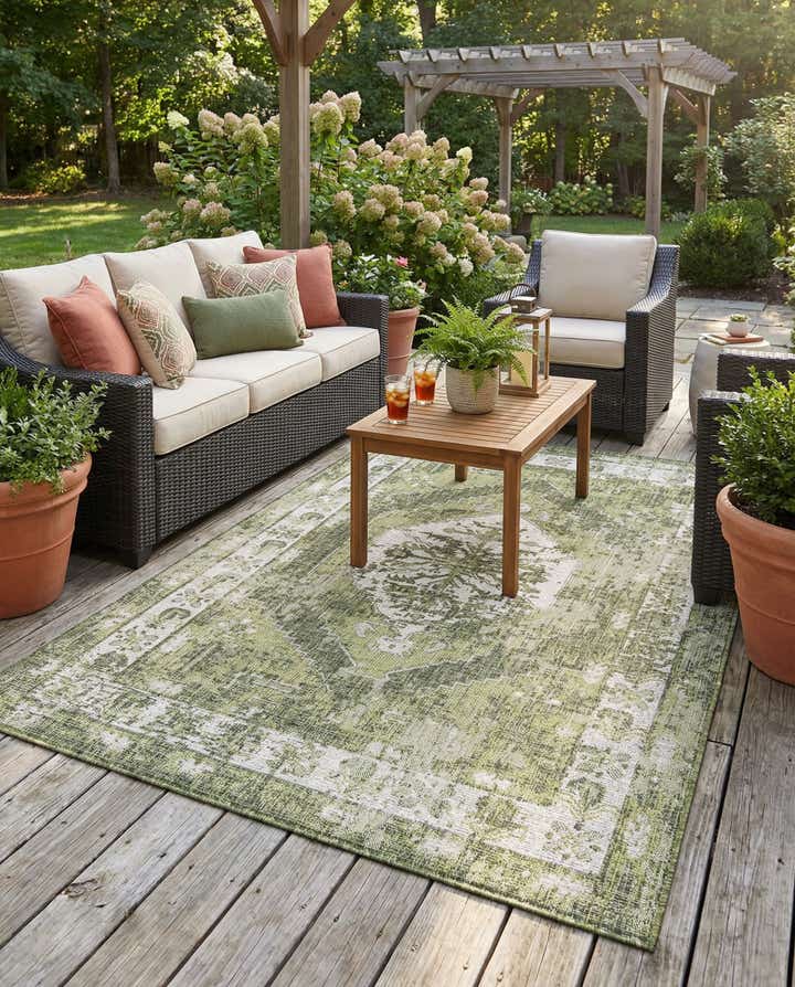5' 3 x 8' Easy-Clean Traditional Indoor / Outdoor Rug