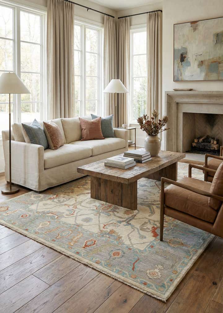 7' 10 x 9' 10 Hand Knotted Oushak Rug