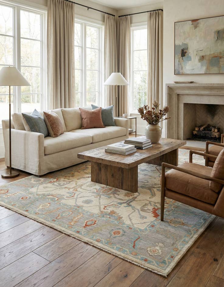 Detail image of 7' 10 x 9' 10 Hand Knotted Oushak Rug