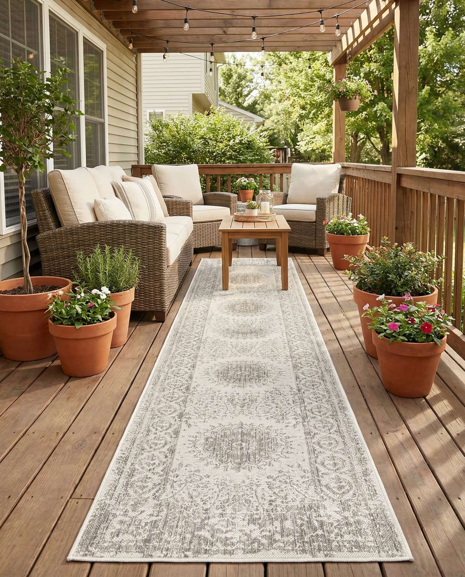 2' 7 x 12' Easy-Clean Traditional Indoor / Outdoor Runner Rug