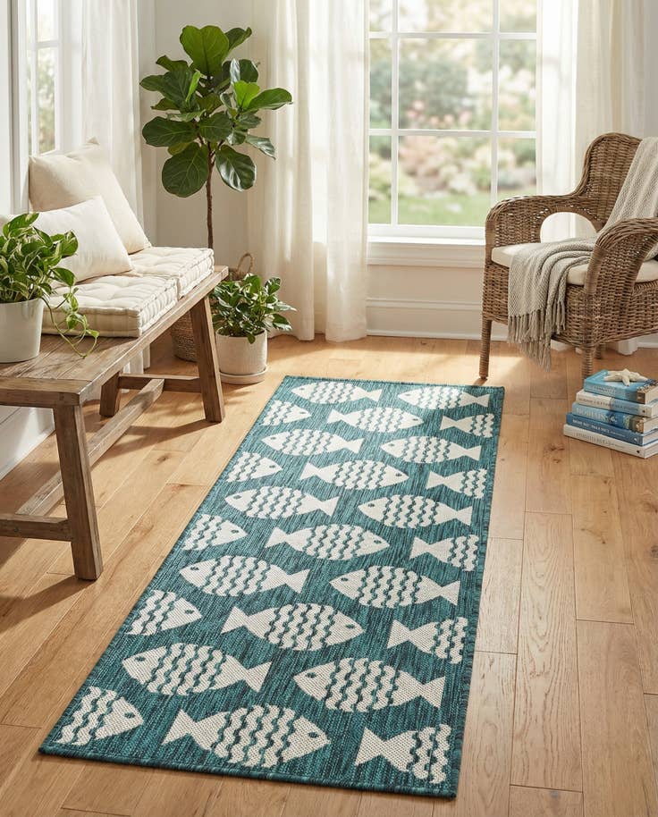 Detail image of 2' x 5' 3 Easy-Clean Coastal Indoor / Outdoor Runner Rug