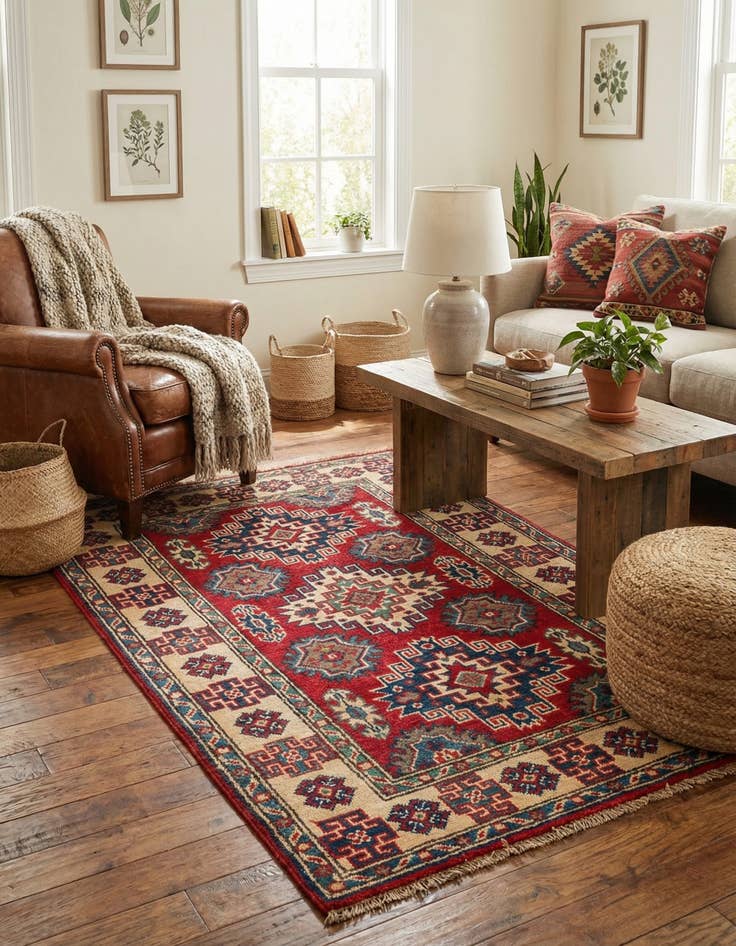 Detail image of 2' 8 x 4'  Hand Knotted Kazak Rug