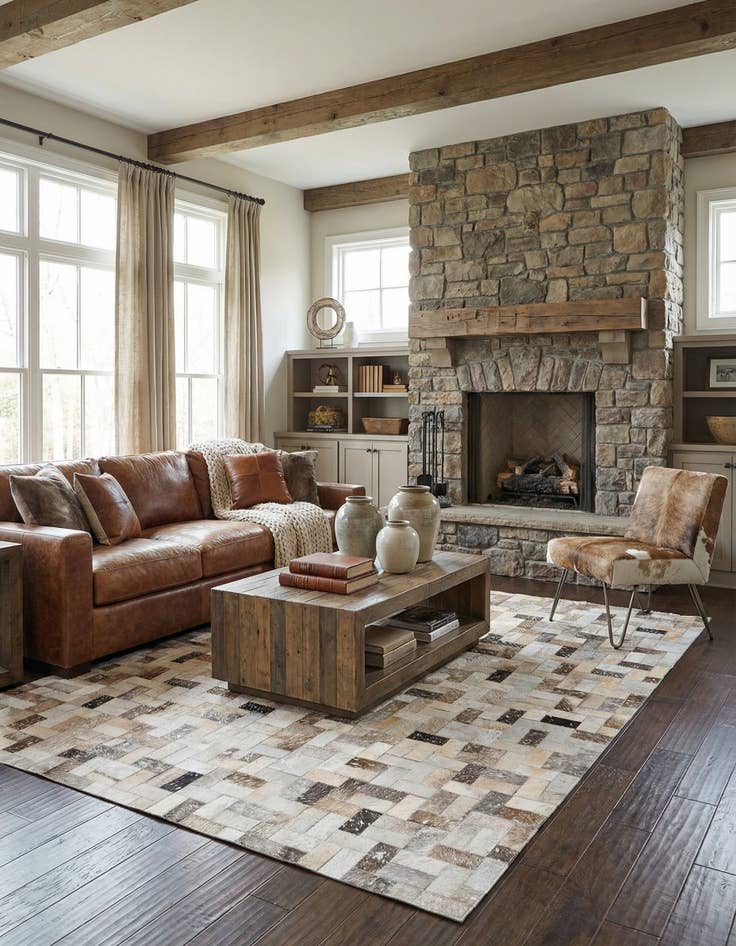 Detail image of 4' 8 x 6' 7 Cowhide Rug