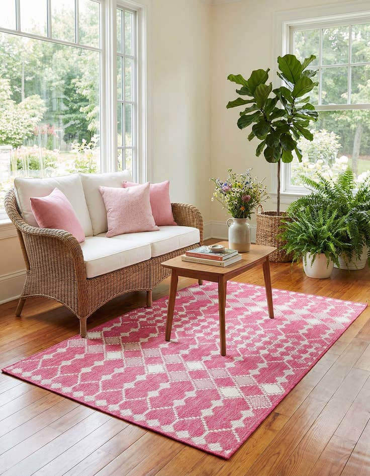 Detail image of 4' x 6'  Washable Trellis Indoor / Outdoor Rug