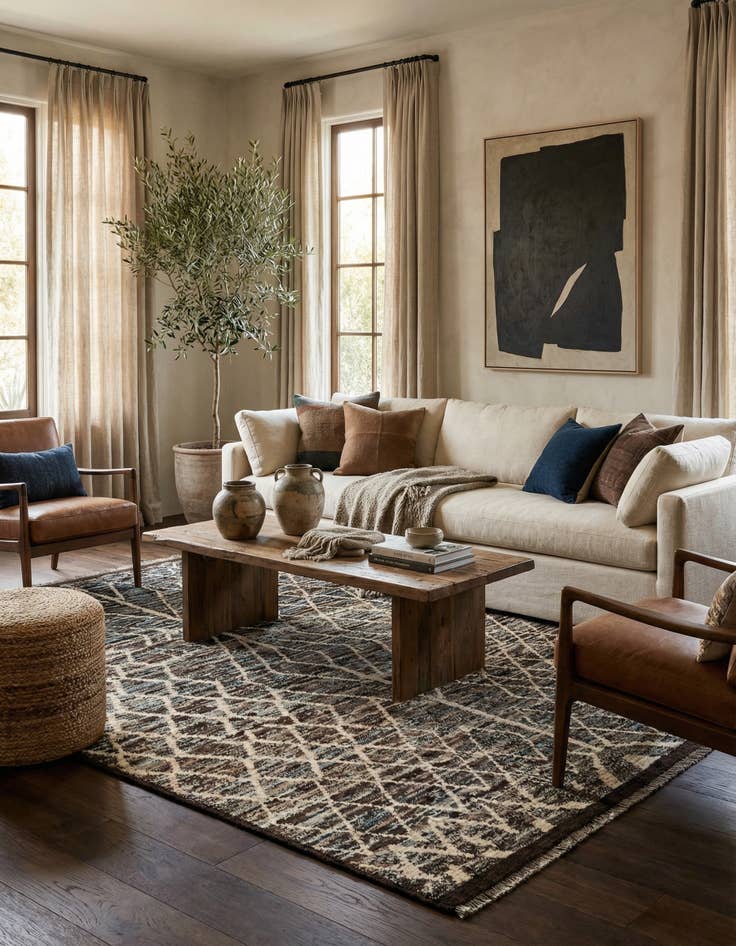 Detail image of 6' 9 x 9' 9  Hand Knotted Moroccan Wool Rug