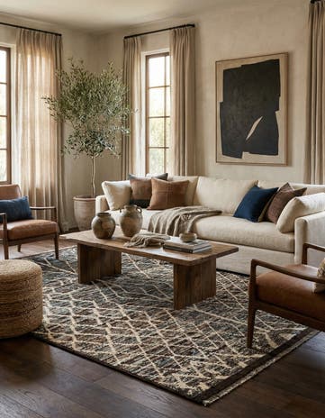 6' 9 x 9' 9 Hand Knotted Moroccan Wool Rug